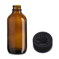 500 ml янтарна стъклена бутилка Boston с черен пластмасов капак с защита за деца