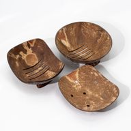 Натурална кокосова мыльница - квадратна - 11 см