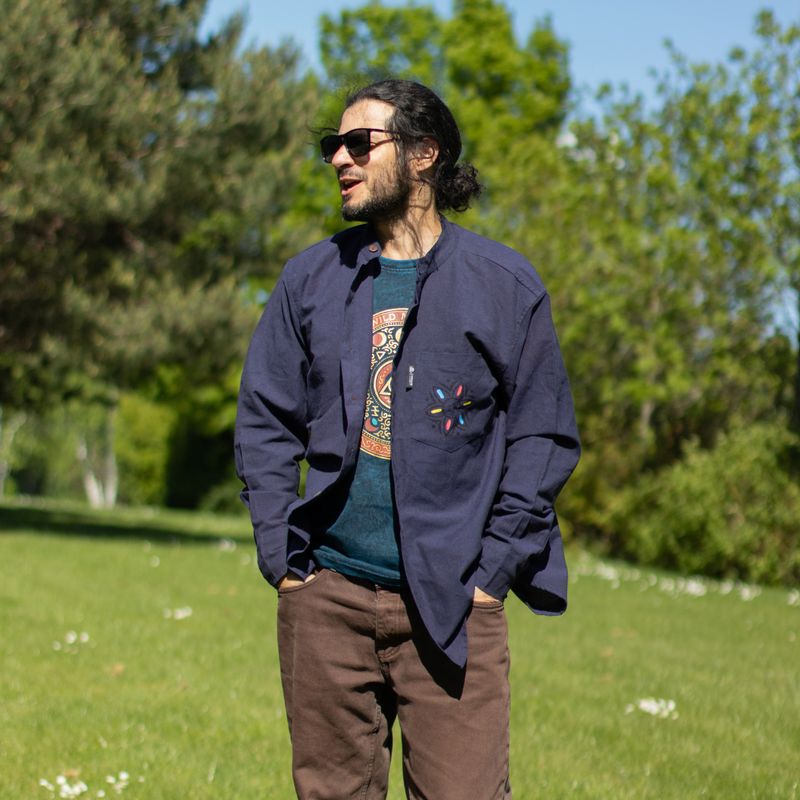 Риза Nomad Sari Kathmandu Цвят Индиго Размер M