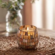 Малка Свещ в Стъкло Amber Mosaic