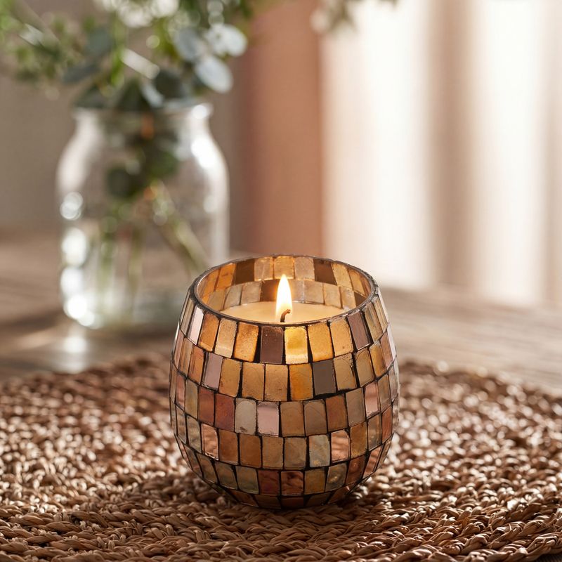 Малка Свещ в Стъкло Amber Mosaic