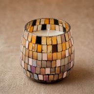 Средна Свещ в Стъкло Amber Mosaic