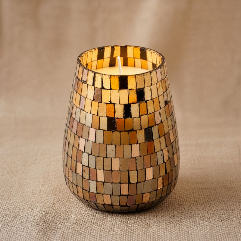Голяма Свещ в Стъкло Amber Mosaic