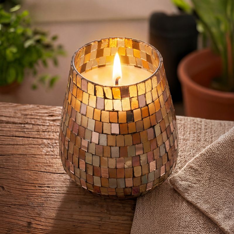Голяма Свещ в Стъкло Amber Mosaic