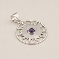 Индийски молитвени висулки - посребрени (45 см шнур) - Sun Worship Amethyst