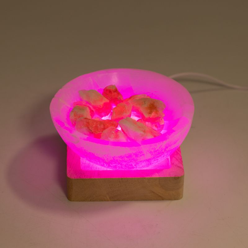 8 см Квадратна Дървена USB LED Поставка – Многоцветна