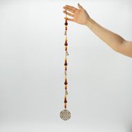 Индийски камбанки - бронзово цвете на живота с рудракша мъни - камбанки на низ - 6x63 см