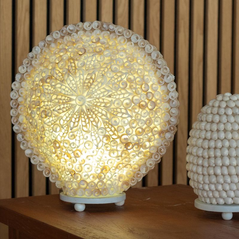 Бохо лампа от морска черупка - Cut Art Shell голямо кръгло - 30 см