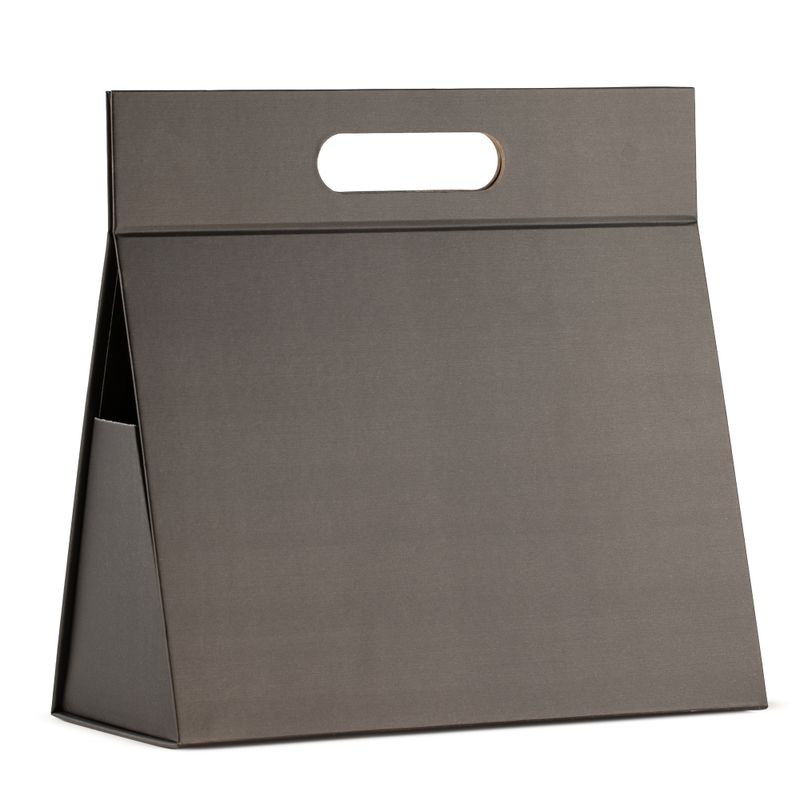 Плоска сгъваема подаръчна кутия - Голяма ръчна кутия (28x12.5x26 см) - Черна