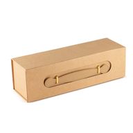 Разгъваема подаръчна кутия - форма на кутия за вино (33.5x10x10.5 см) - кафяв крафт