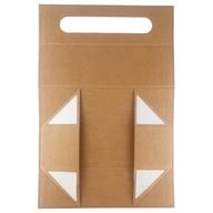 Разгъваема подаръчна кутия - форма на кутия за вино (33.5x10x10.5 см) - кафяв крафт