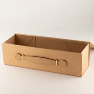 Разгъваема подаръчна кутия - форма на кутия за вино (33.5x10x10.5 см) - кафяв крафт