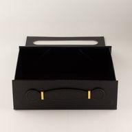 Плоска сглобяема подаръчна кутия - Средна подаръчна кошница (24x18.2x8 см) - Черна