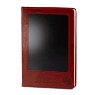 Блокнот за намерения - LCD екран за избърсване - червено кожено покритие - латунова листа - 80 страници