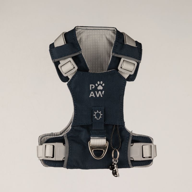 PAW - XS (2-4 кг) Шлейка за кучета Step-in Guardian с рефлекторна мрежа - каменно сиво - черен обсидианов талисман
