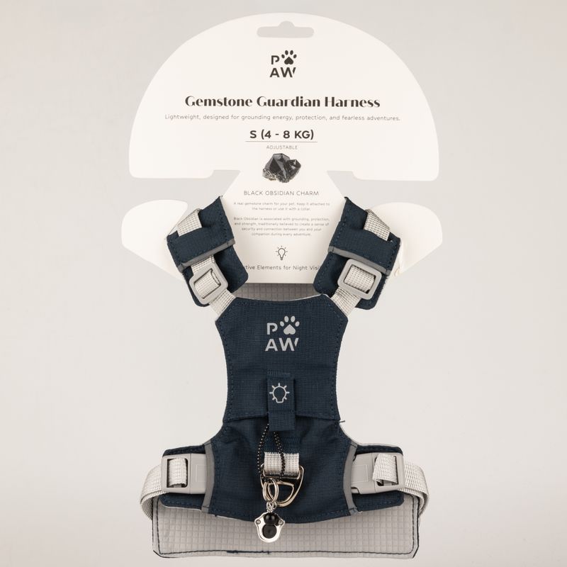 PAW - S (4-8 кг) Step-in Guardian Harness за кучета с отразяваща мрежа - Rock Grey - Черен обсидианов талисман