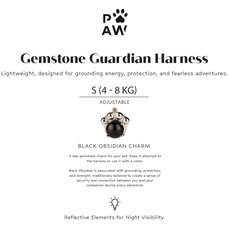 PAW - S (4-8 кг) Step-in Guardian Harness за кучета с отразяваща мрежа - Rock Grey - Черен обсидианов талисман
