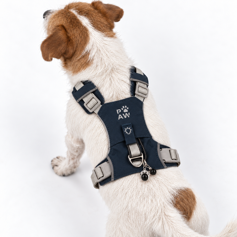 PAW - S (4-8 кг) Step-in Guardian Harness за кучета с отразяваща мрежа - Rock Grey - Черен обсидианов талисман