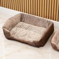 Легло за домашни любимци - средно плюшено кафяво - 70x55x18 см