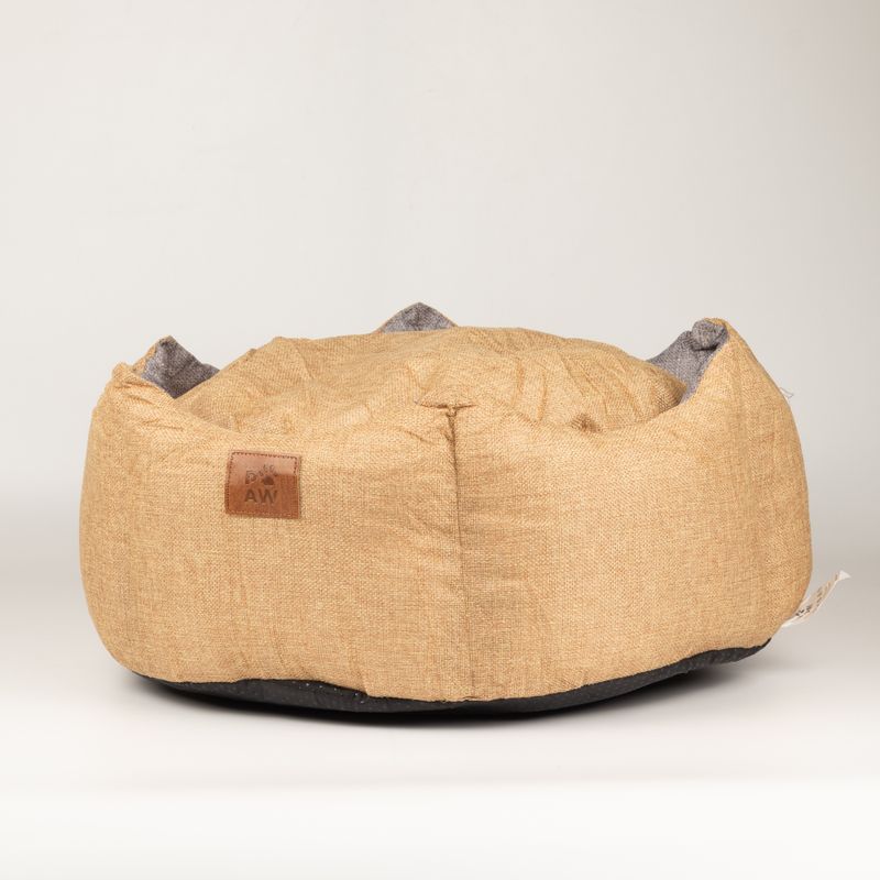 Легло за лапи - Средно кралска корона - Пясъчено и сиво - 50x50x26 см