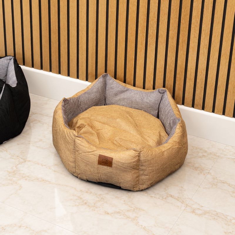 Легло за лапи - Средно кралска корона - Пясъчено и сиво - 50x50x26 см