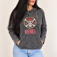 Малък камъчно изпран худи с кенгуру джоб - сив REBEL