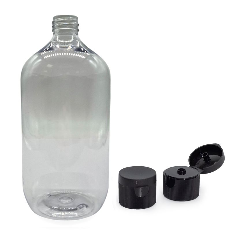 1000ml Прозрачна Пластмасова Бутилка тип Boston с Капачка тип Flip Top 28mm