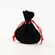 Качествена готическа кръгла кадифена торбичка - черна 12x8 см