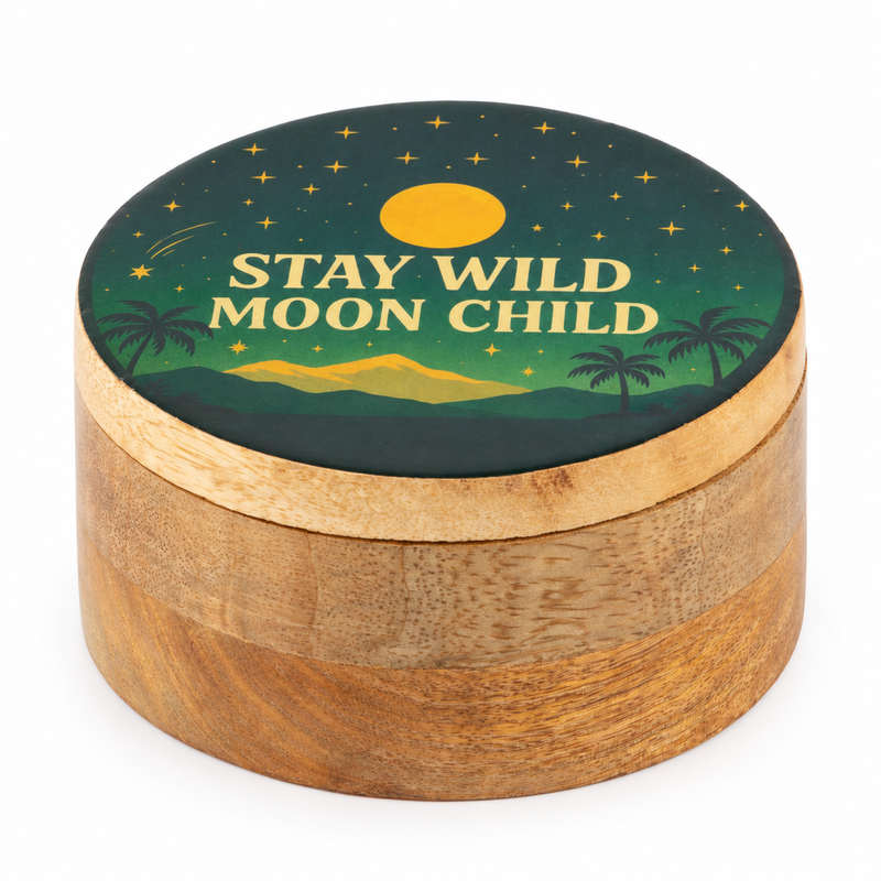Кръгла емайлирана кутийка - Stay Wild Moon Child