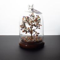 Градина под стъклен купол със скъпоценни камъни - Зелен авантюрин и LED светлини - 200 броя чипс камъни