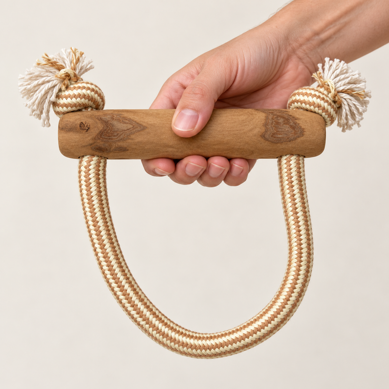 PAW Играчки - Дъвкалка от кафе дърво - Халка и въже за дърпане