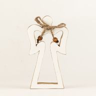 Малък Ангел с Ореол от Мангово Дърво - Бял Емайл