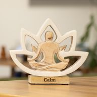 Дървена Фигурка на Йога Дама - Лотосов Цвят - Кремава - Спокойствие