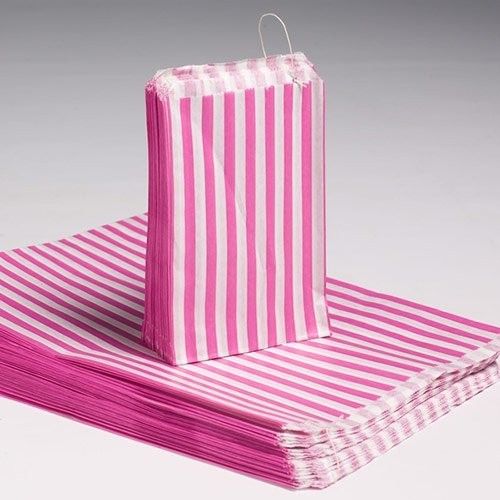7x9" Торбички с Candy Stripe (1000) - РОЗОВО