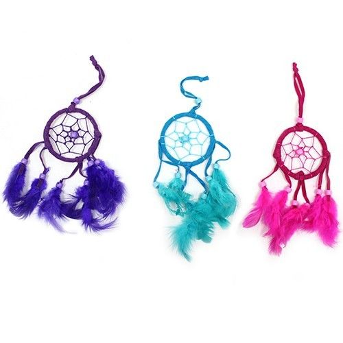 Bali Dreamcatchers - Малък кръгъл - Тюркоазено/Розово/Лилаво
