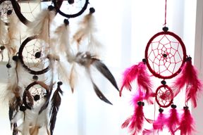 Bali Dreamcatchers - Малък кръгъл - Тюркоазено/Розово/Лилаво